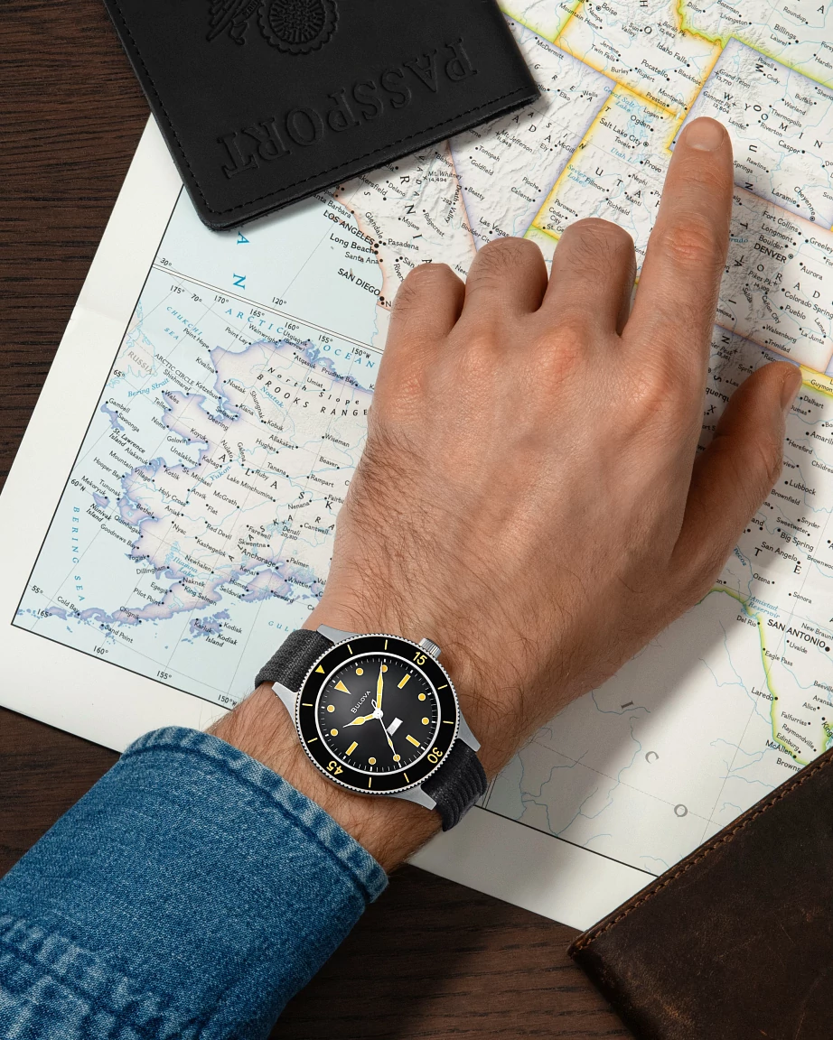 Black Dial Nylon Strap MIL SHIPS 98A266 | Bulova